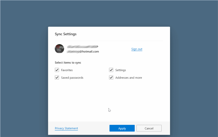 Turn on or off data sync in Microsoft Edge (4)