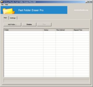 Interface do Fast Folder Eraser Pro