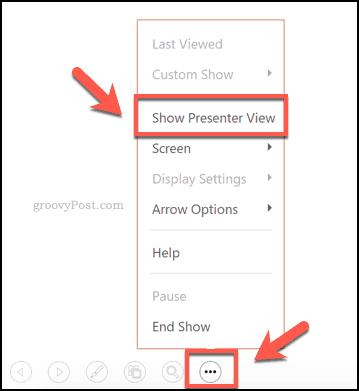 Switching to Presenter View mode in PowerPoint