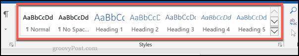 Heading styles in Word