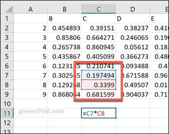 Single cell references in Excel