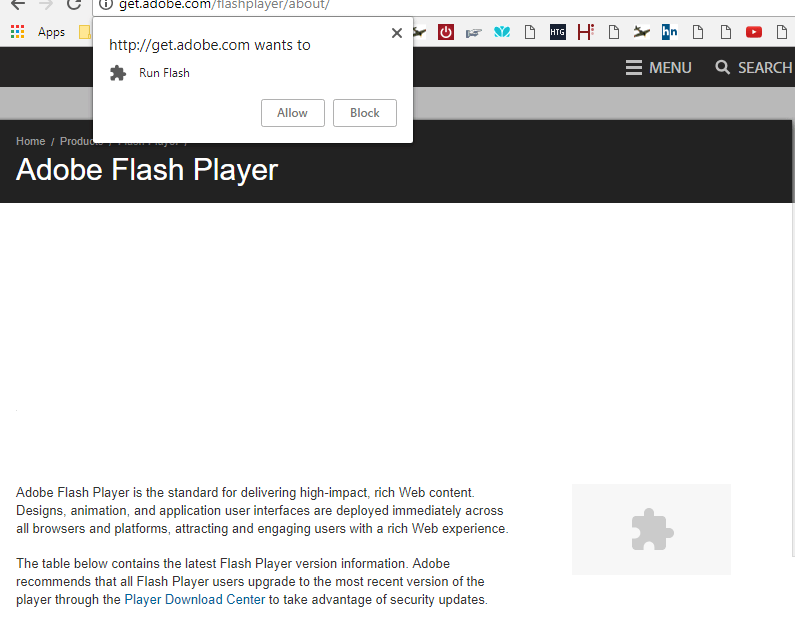 谷歌瀏覽器允許閃光解鎖Adobe Flash內容