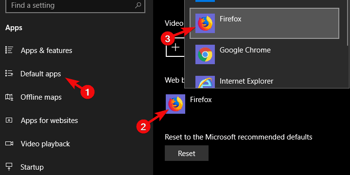 windows 10 won't allow firefox as default browser