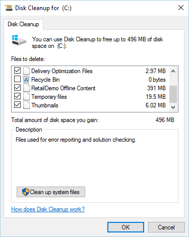 clean your system disk cleanup Er wordt al een andere installatie uitgevoerd
