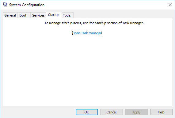 disable programs from starting with the system task manager