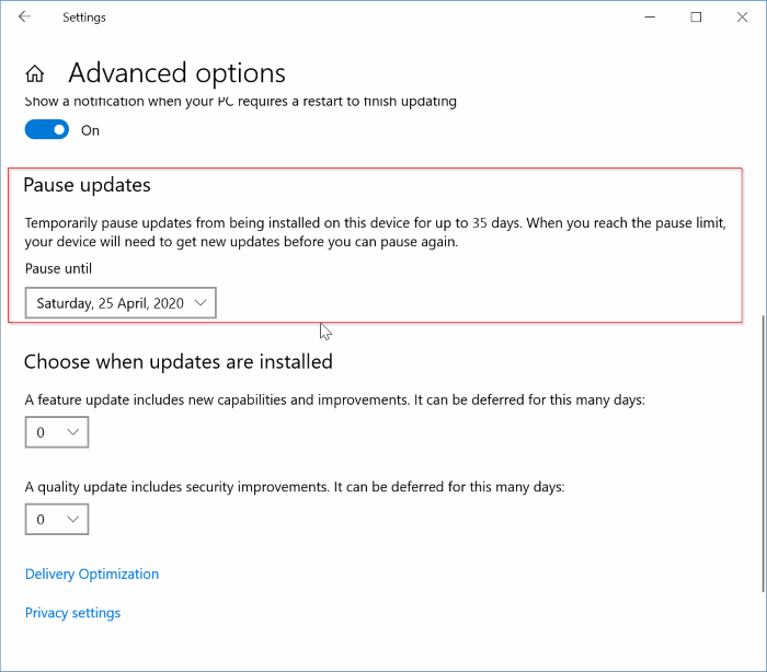 change Windows 10 update settings pic3