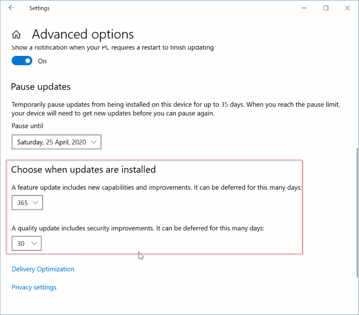change Windows 10 update settings pic4