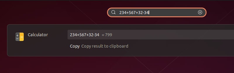 Quick Calculations Ubuntu Search
