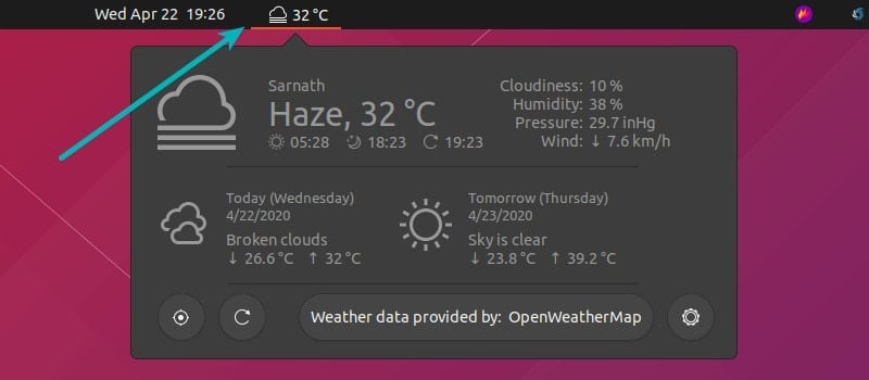 Weather Extension Ubuntu