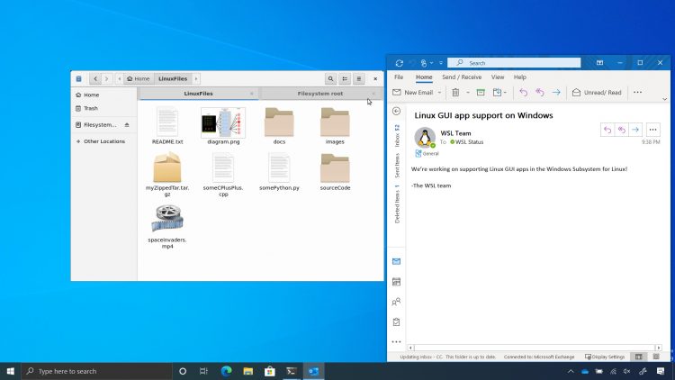 GUI Linux aplikacija vklopljena Windows 10