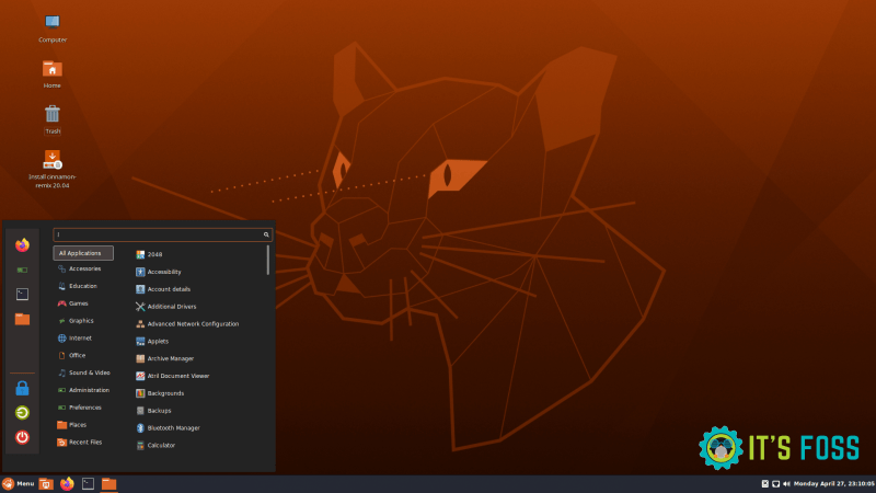 Ubuntu Cinammon Remix 20.04 Desktop