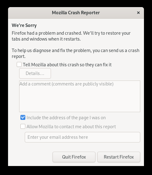 Firefox crash