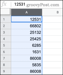 Selecting a column in Google Sheets
