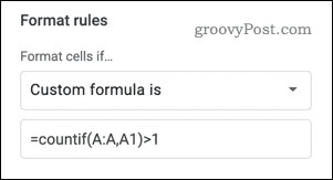 Adding a custom formula rules