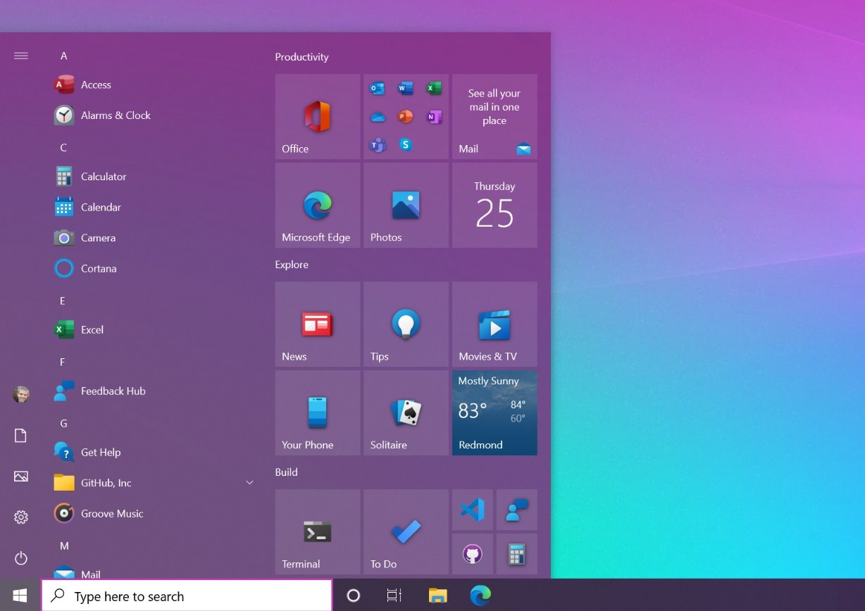 Windows 10Uusi Käynnistä-valikko julkaistaan ​​myöhemmin tänä vuonna
