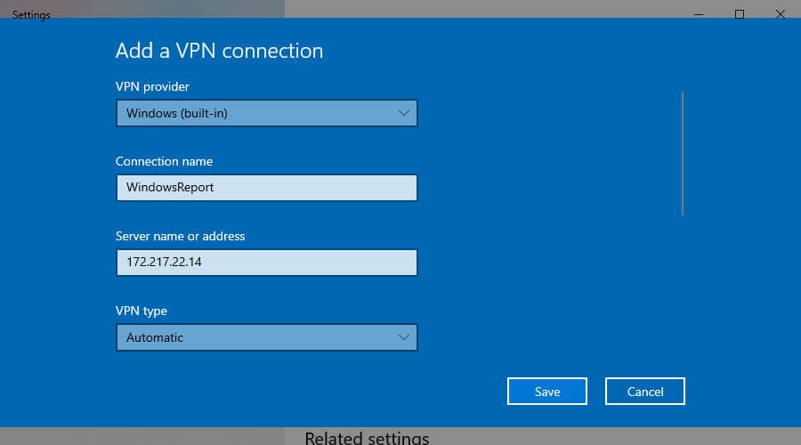 voeg een VPN-verbinding toe in Windows 10