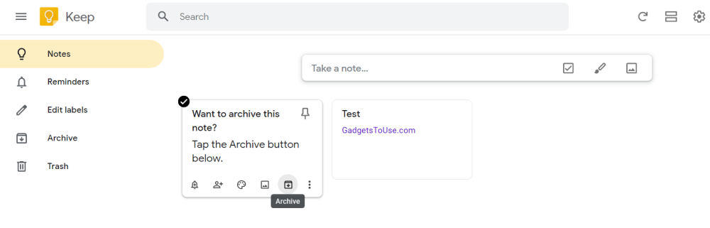 Archive Notes in Google Keep