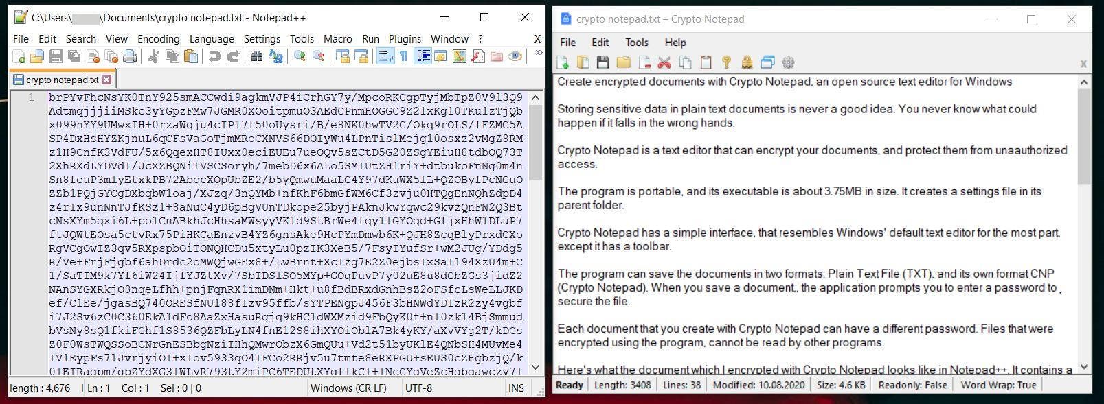 Crypto Notepad encrypted