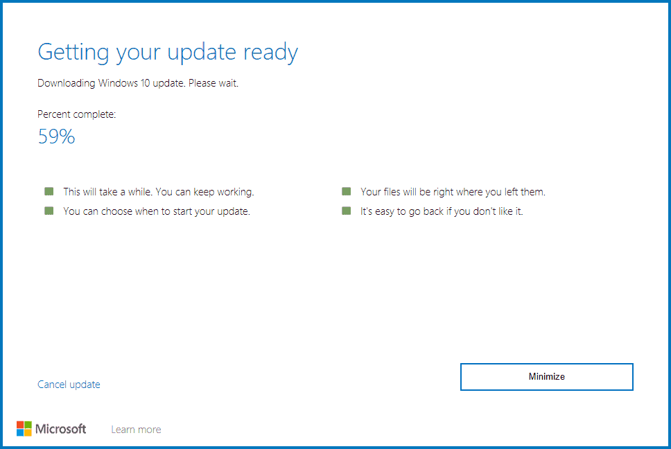 Update Assistant is downloading update