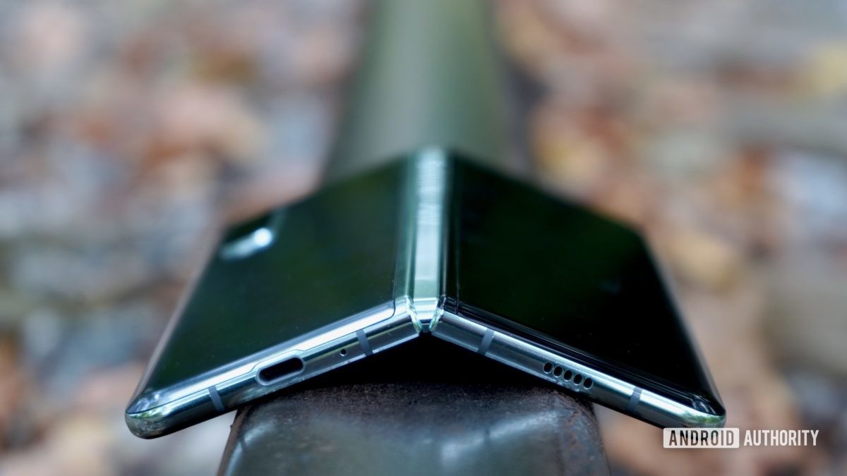 Samsung Galaxy Fold review resting on tracks