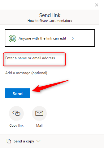 enter email address and click send