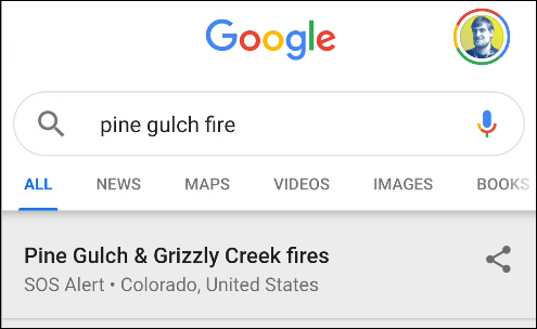 google wildfire search