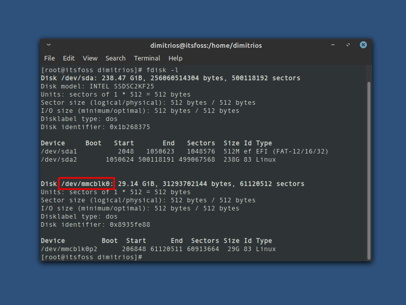 Listing the devices in Linux for identifying SD card reader