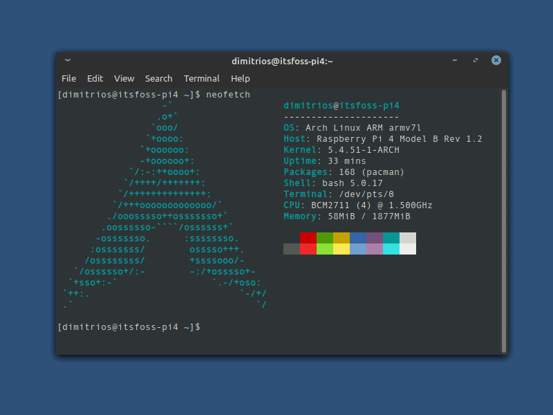 Arch Linux ARM version running on Raspberry Pi