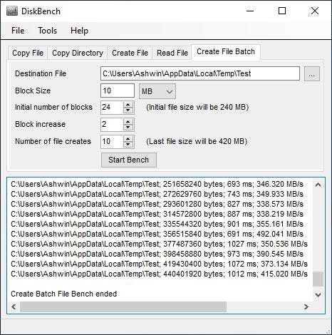 DiskBench Create File Batch