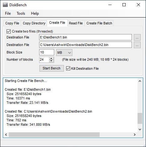 DiskBench create file 3