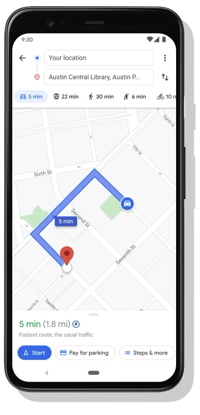 Google Maps pay for parking