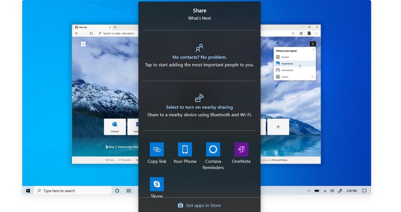 Windows 10 share dialog