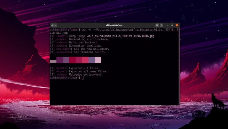Pywal Linux terminal colorscheme