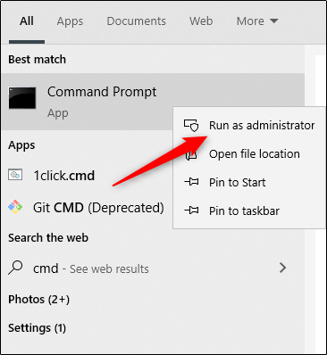 Open Command Prompt as an Admin