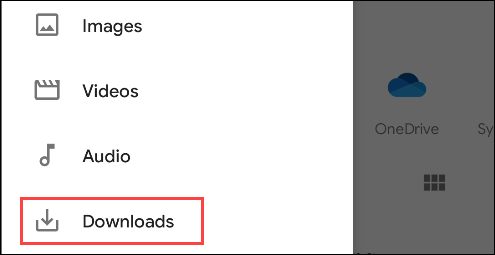 downloads from the menu