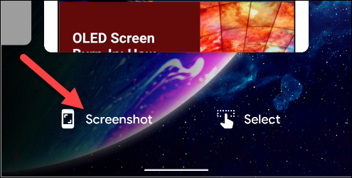android 11 screenshot in overview menu