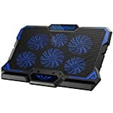 Image of Laptop Cooling Pad, Gaming Laptop Cooler Pad with 6 Ultra Quiet Powerful Fans, Adjustable height and Speed With Cool Blue LED Lights, Perfect for 12"-17" laptop, Portable Cooler Pad