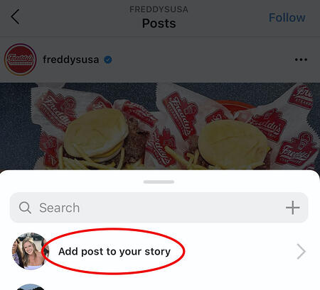 het toevoegen van iemands post aan mijn Instagram-verhaal