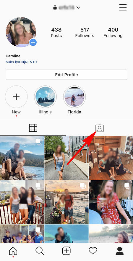 perfil do instagram com seção onde você é marcado