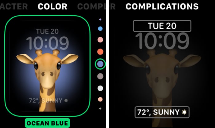 Memoji Watch Face Color and Complications