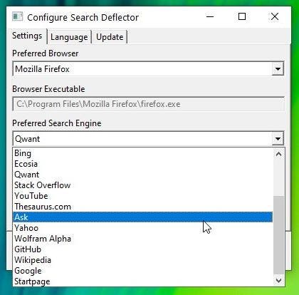 SearchDeflector select search engine 2