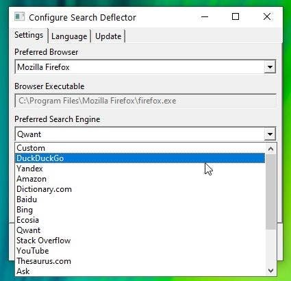 SearchDeflector select search engine