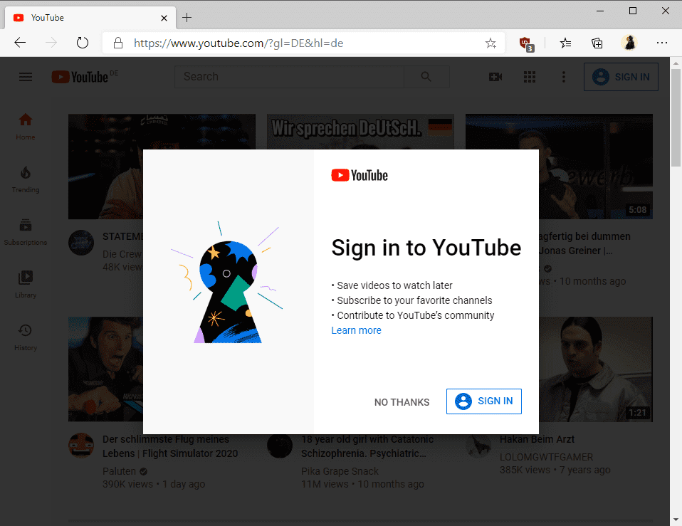 block sign in to youtube