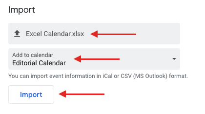 在Google日曆中導入Excel日曆