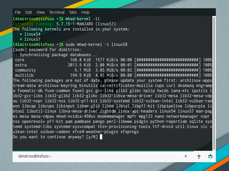 Installer le nouveau noyau Linux dans Manjaro