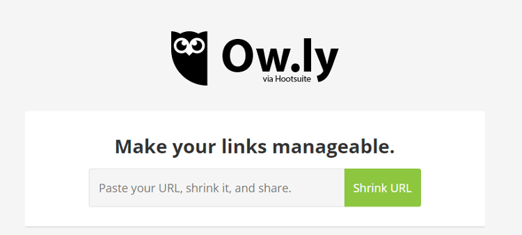 Hootsuite's Ow.ly link shorterner page