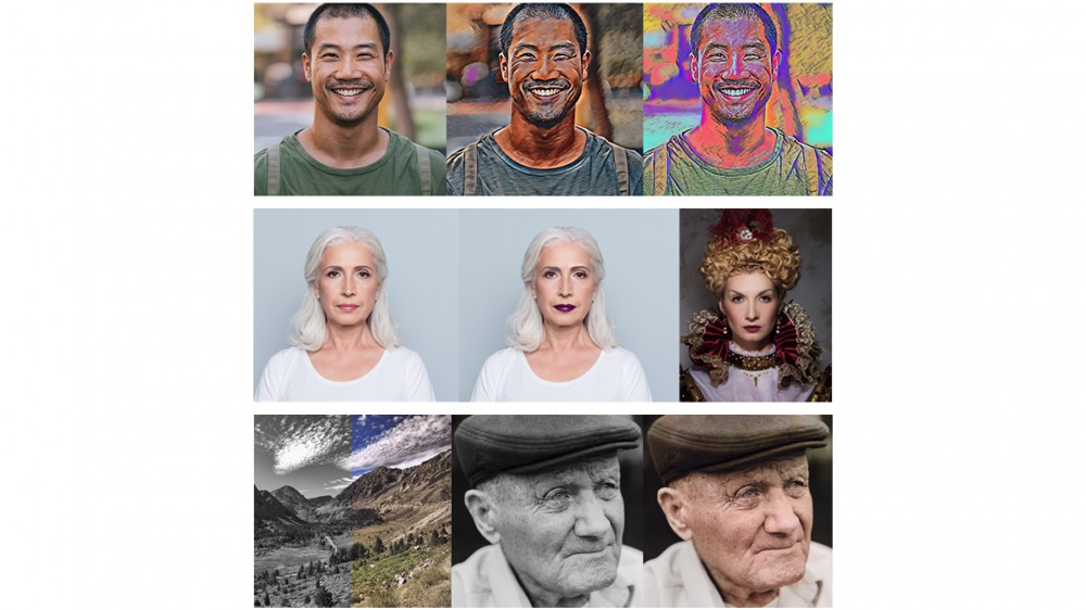 Three of Photoshop's AI-powered Neural Filters.