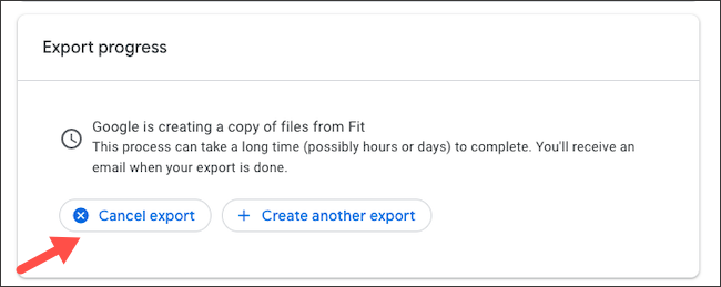 Cancel Google Fit data export