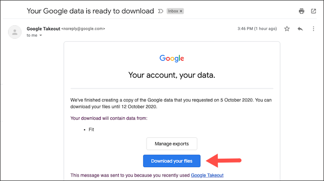 Download Google Fit data archive