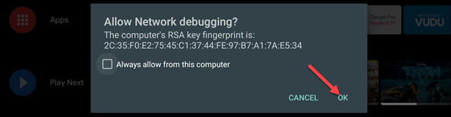 select ok to enable debugging
